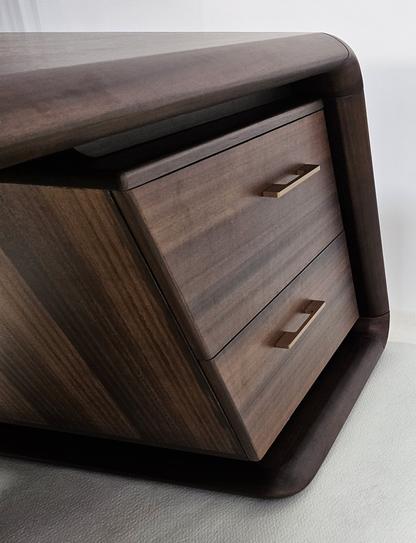 Solid Wood Curved Executive Office Desk with Built in Storage - 2800mm - GU-D28