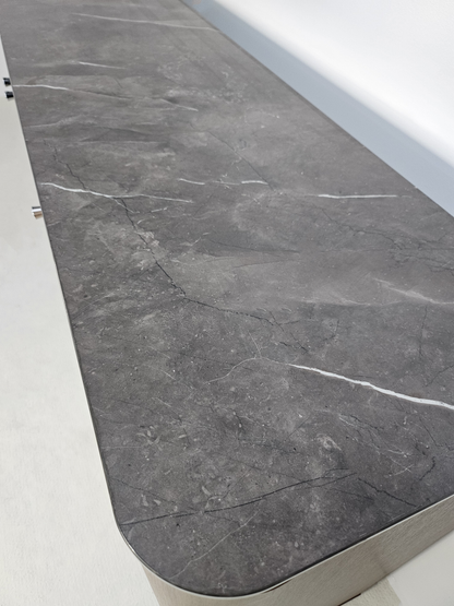 Premium Modern Four Door Cupboard with Glass Doors in American Walnut Melamine - 2000mm - DG27-S05