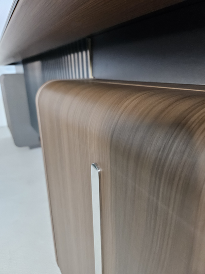 Premium Large Executive Corner Office Desk in American Walnut Melamine - Desktop Power Included - 2800mm - DG27-D0228