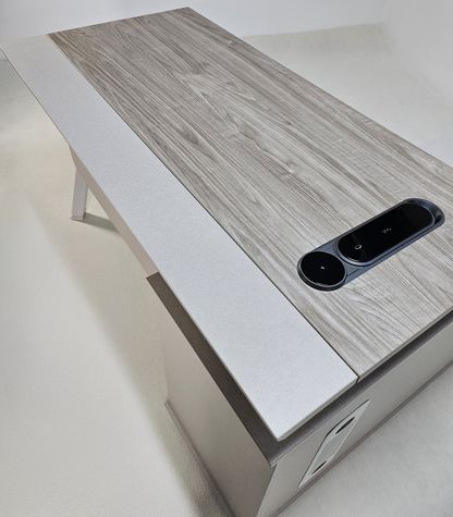 Contemporary Modern Corner Executive Office Desk with Stylish Metal Leg and Integrated Desktop Power - Oak and Beige Oatmeal - 1400mm, 1600mm, 1800mm - CF-CRN-E