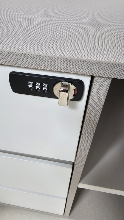 Contemporary Modern Corner Executive Office Desk with Stylish Metal Leg and Integrated Desktop Power - White and Beige Oatmeal - 1400mm, 1600mm, 1800mm - CF-CRN-E