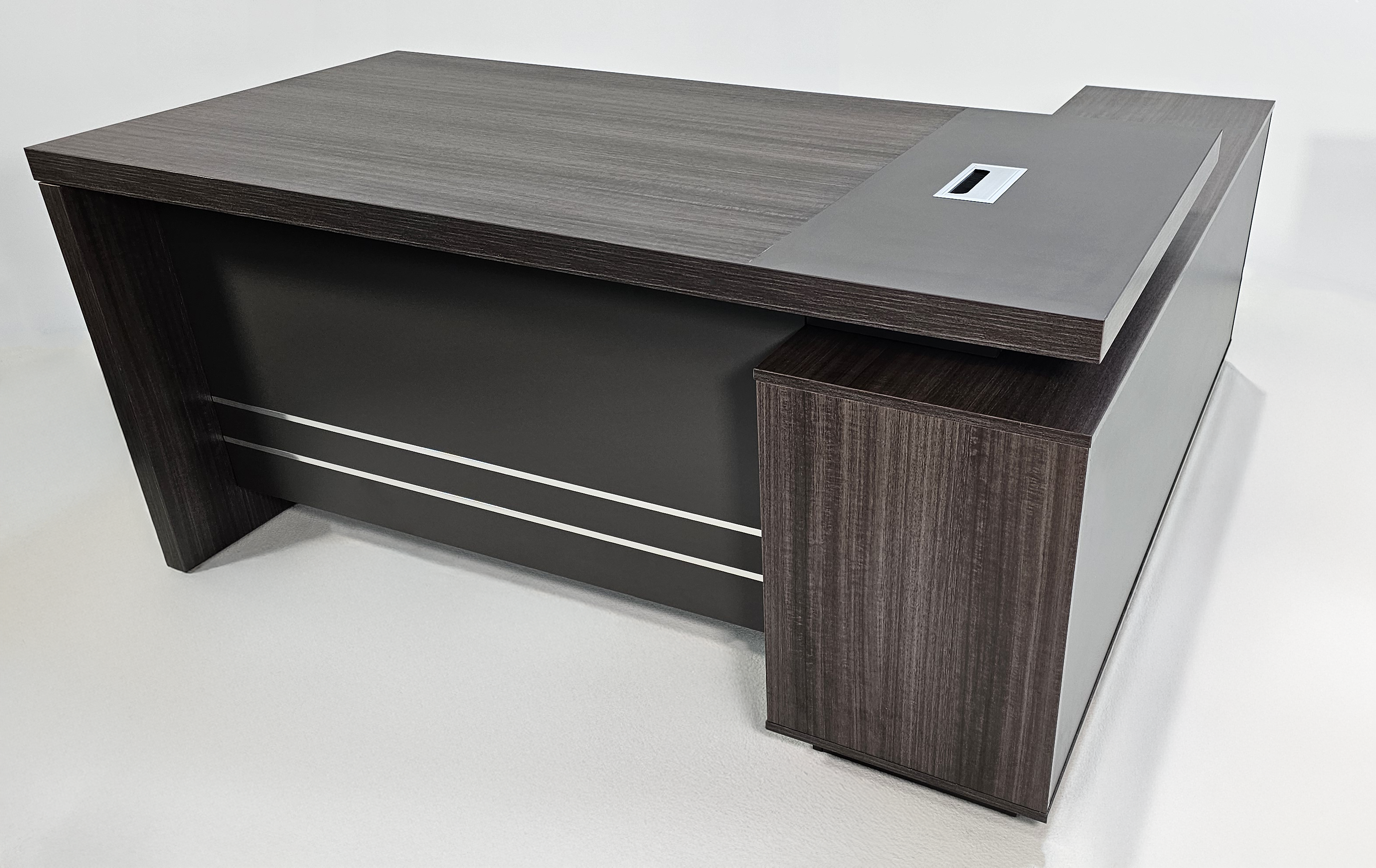 Modern Grey Brown Executive Corner Office Desk - 1600mm or 1800mm - WS-X1918 North Yourkshire