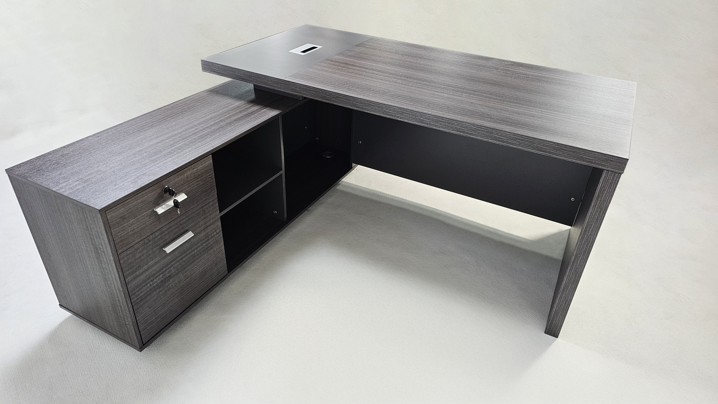 Modern Grey Brown Executive Corner Office Desk - 1600mm or 1800mm - WS-X1918