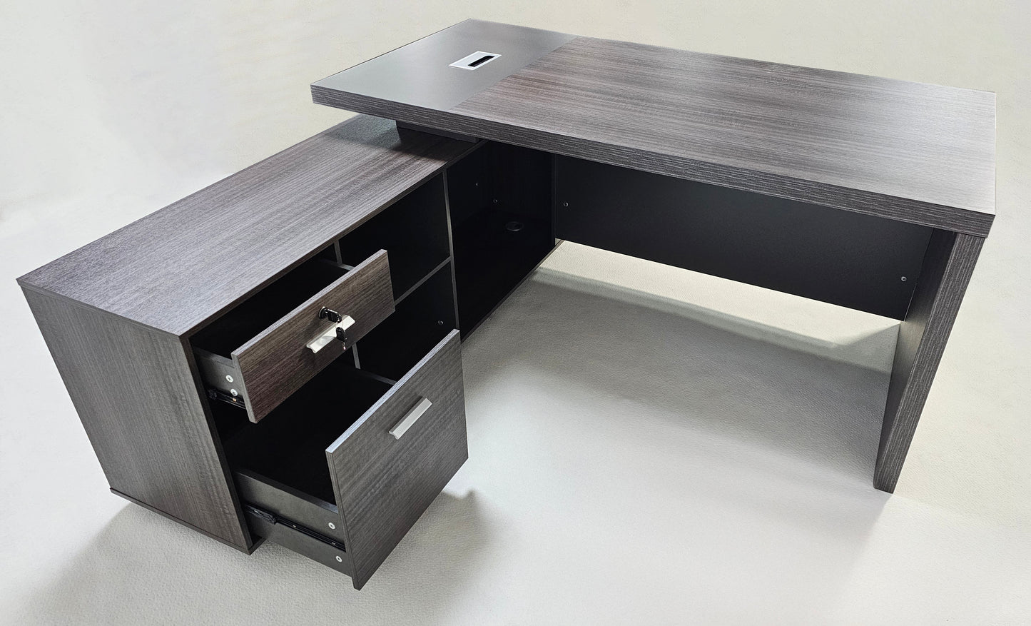 Modern Grey Brown Executive Corner Office Desk - 1600mm or 1800mm - WS-X1918