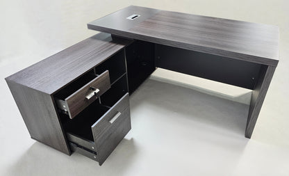 Modern Grey Brown Executive Corner Office Desk - 1600mm or 1800mm - WS-X1918