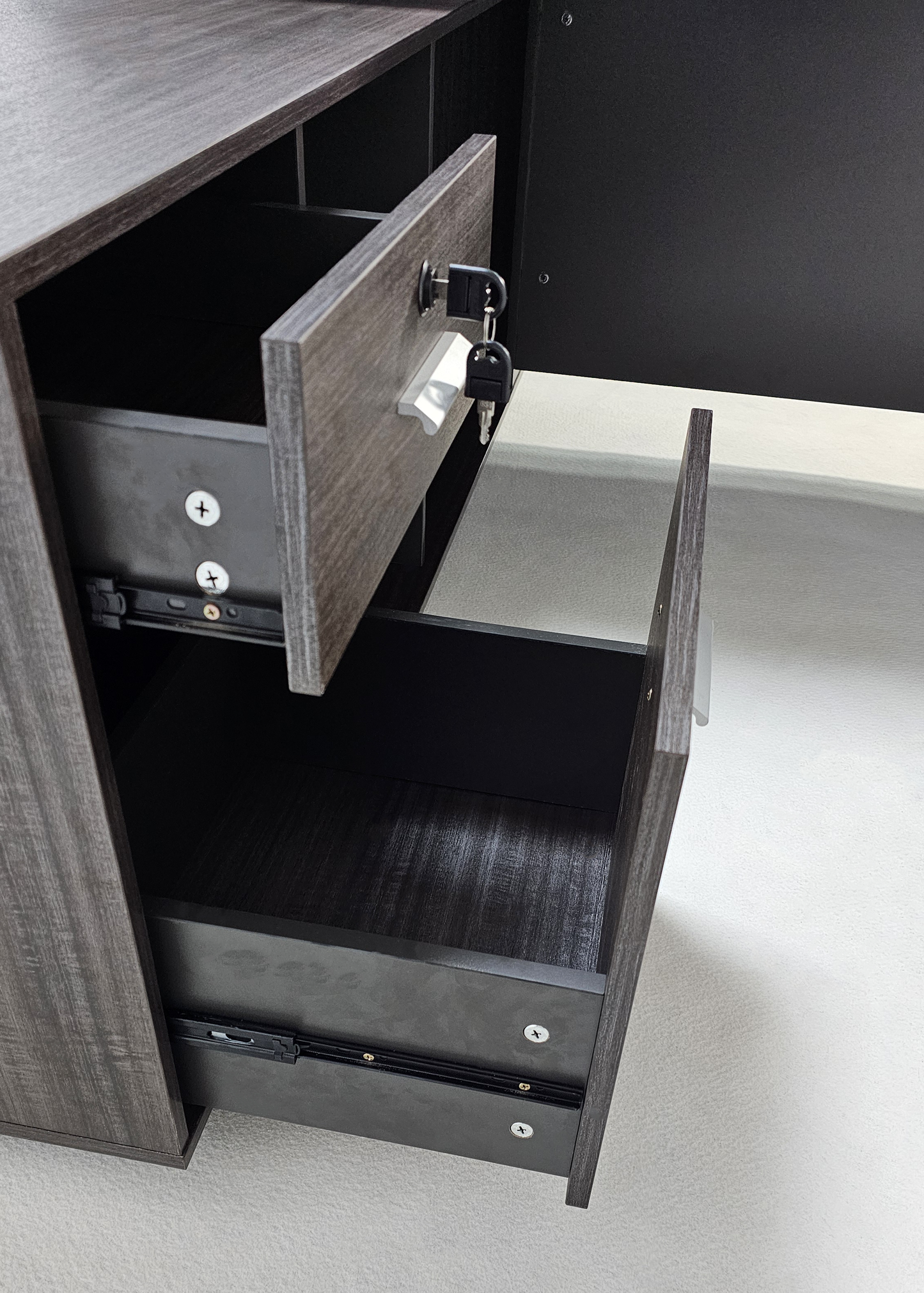 Modern Grey Brown Executive Corner Office Desk - 1600mm or 1800mm - WS-X1918