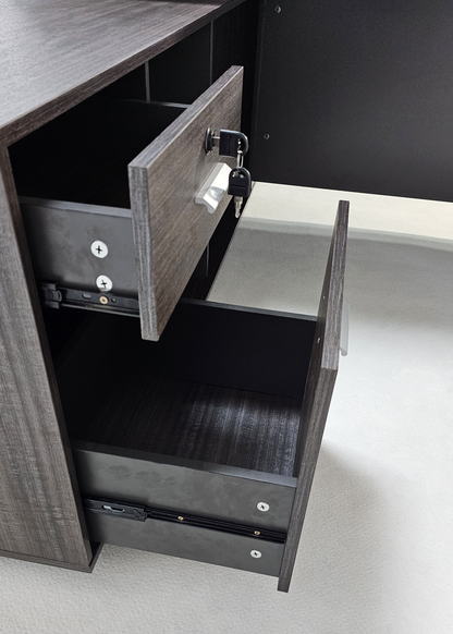 Modern Grey Brown Executive Corner Office Desk - 1600mm or 1800mm - WS-X1918