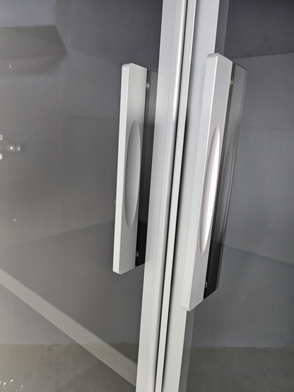 Modern Grey Oak Two Door Bookcase with Glass Doors - 800mm - DG25-S0408