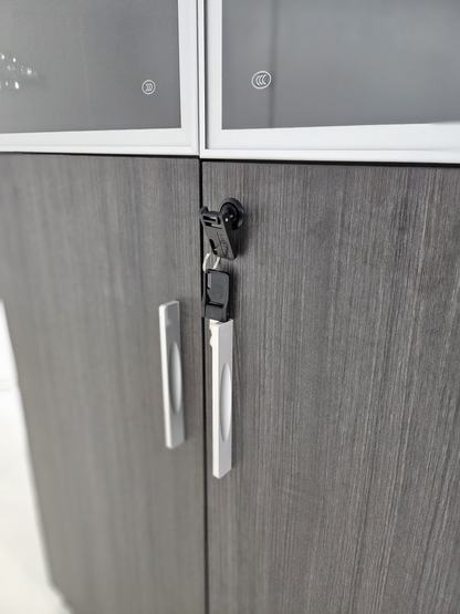 Modern Grey Oak Two Door Bookcase with Glass Doors - 800mm - DG25-S0408