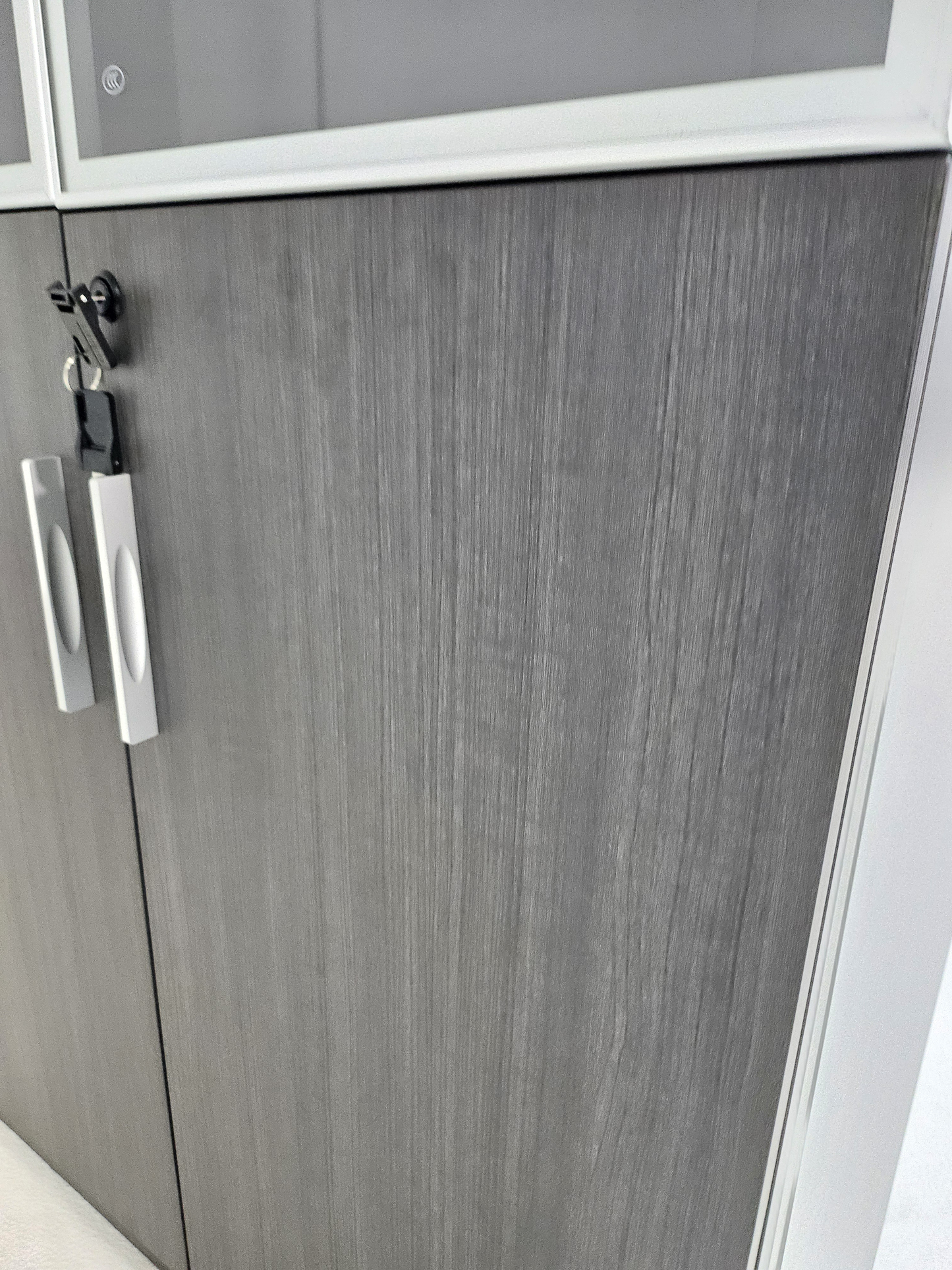 Modern Grey Oak Two Door Bookcase with Glass Doors - 800mm - DG25-S0408