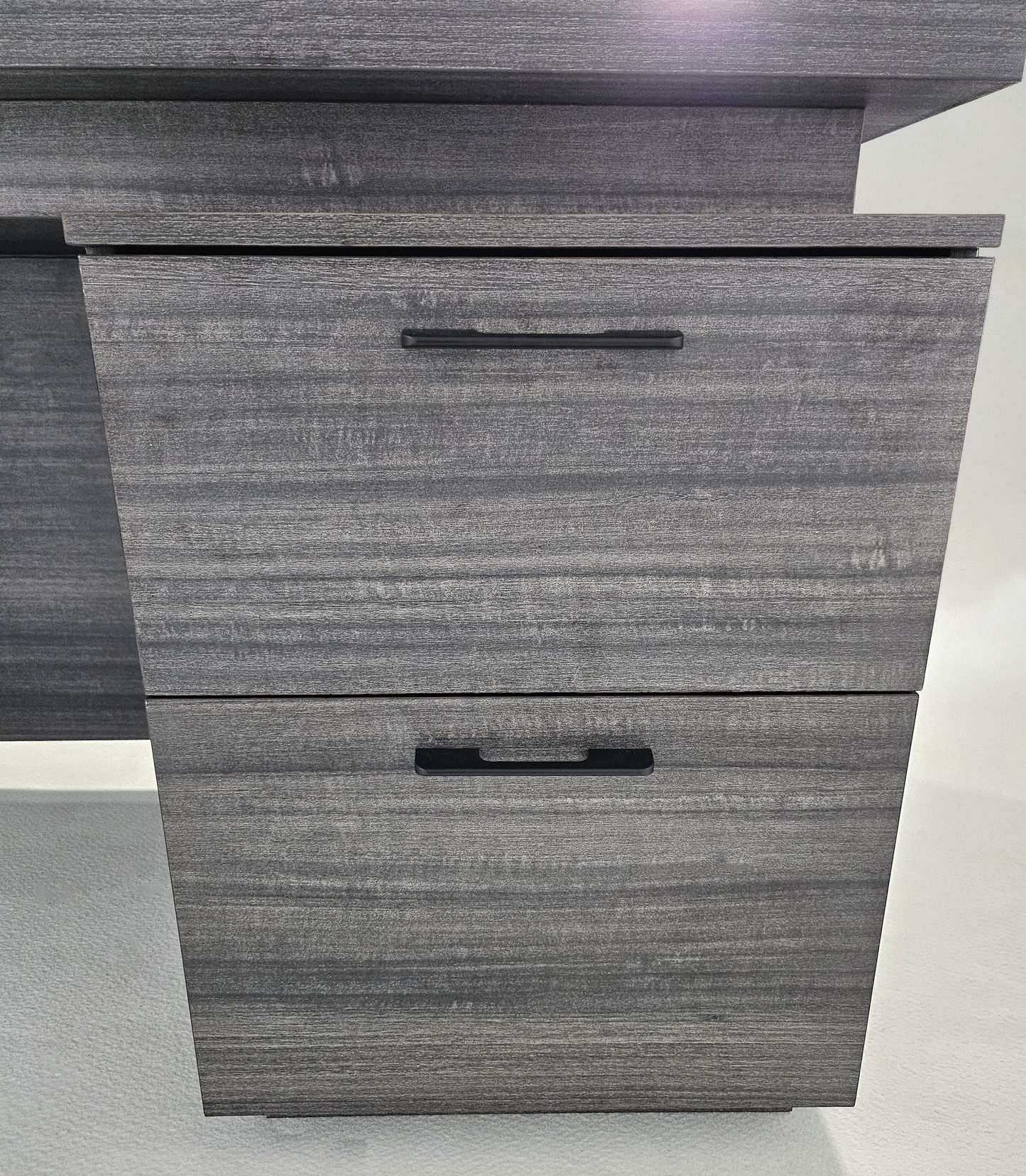 Modern Grey Oak Executive Office Desk with Built In Storage - A4 Suspension Filing Drawer - 1400mm, 1600mm or 1800mm - CF-STR-F