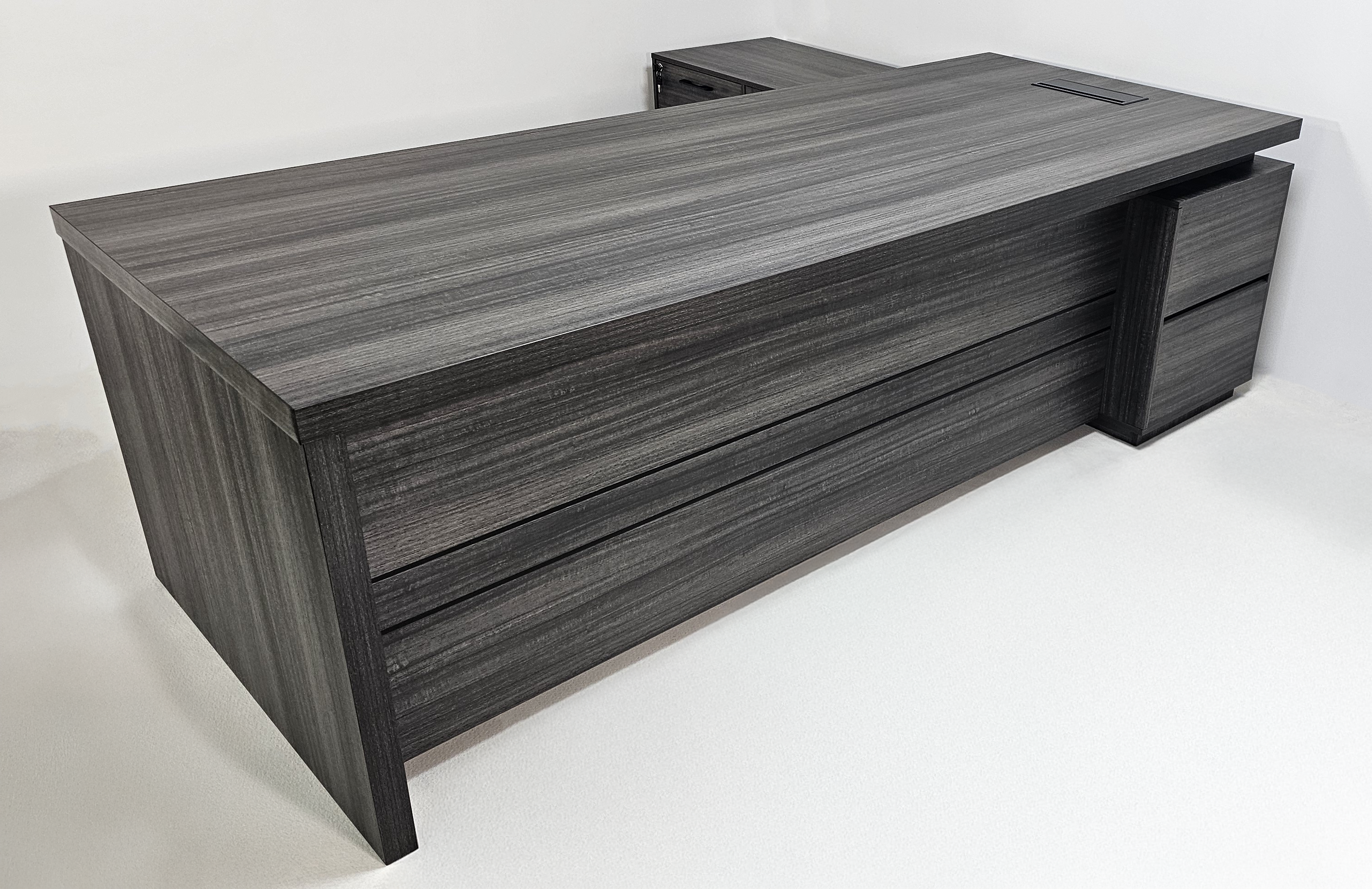 Modern Grey Oak Executive Corner Desk with Storage - 2400mm - CF-CRN-H UK