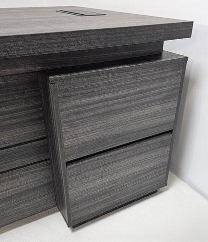 Modern Grey Oak Executive Corner Desk with Storage - 2400mm - CF-CRN-H