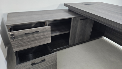 Modern Grey Oak Executive Corner Desk with Storage - 2400mm - CF-CRN-H