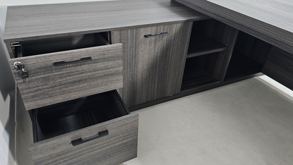 Modern Grey Oak Executive Corner Desk with Storage - 2400mm - CF-CRN-H