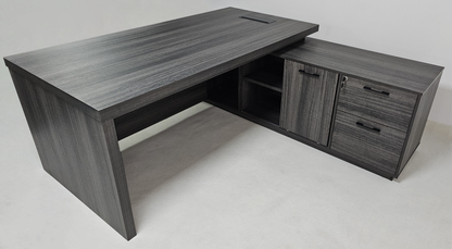 Modern Grey Oak Executive Corner Desk with Storage - 1600mm, 1800mm, 2000mm - CF-CRN-H