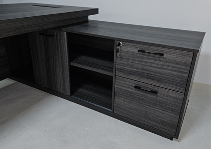 Modern Grey Oak Executive Corner Desk with Storage - 1600mm, 1800mm, 2000mm - CF-CRN-H