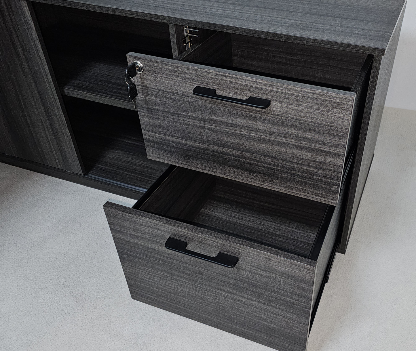 Modern Grey Oak Executive Corner Desk with Storage - 1600mm, 1800mm, 2000mm - CF-CRN-H