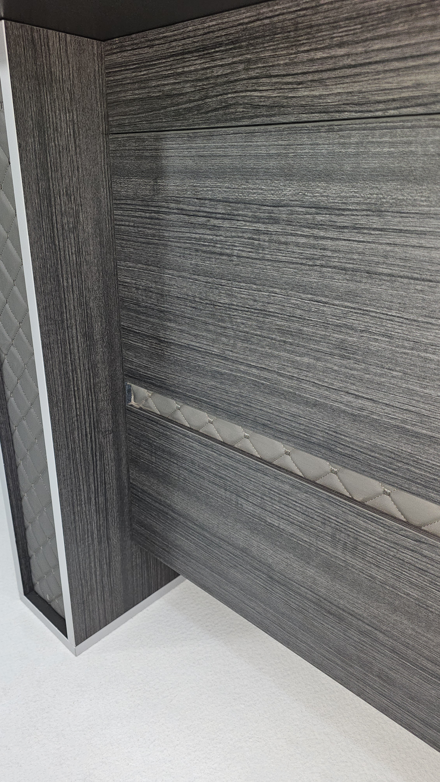 Large Modern Grey Oak Executive Corner Office Desk with Stylish Grey Leather Design - 2400mm - DG25-D01