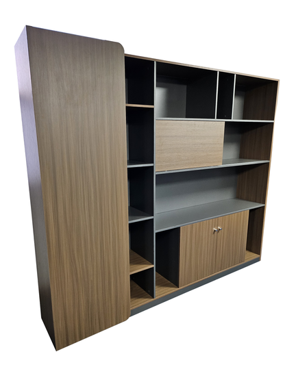 Premium Modern Executive Bookcase in American Walnut Melamine - 2400mm - DG27-S01
