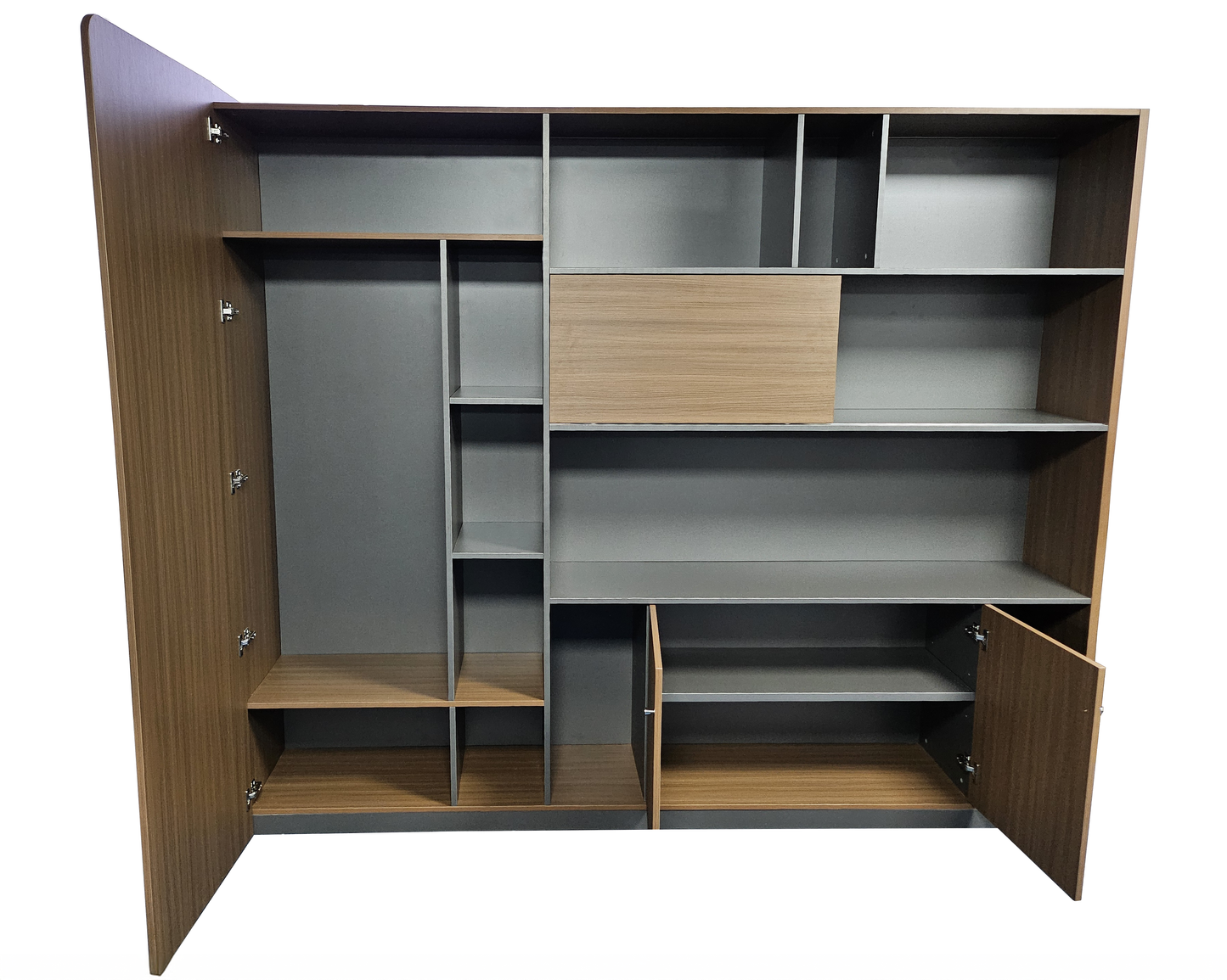 Premium Modern Executive Bookcase in American Walnut Melamine - 2400mm - DG27-S01