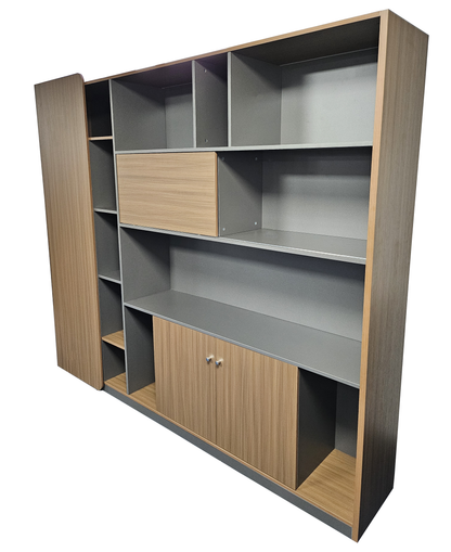 Premium Modern Executive Bookcase in American Walnut Melamine - 2400mm - DG27-S01