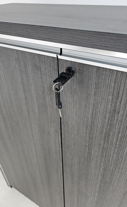 Large Modern Grey Oak Executive Lockable Cupboard - 2000mm - DG25-S0620