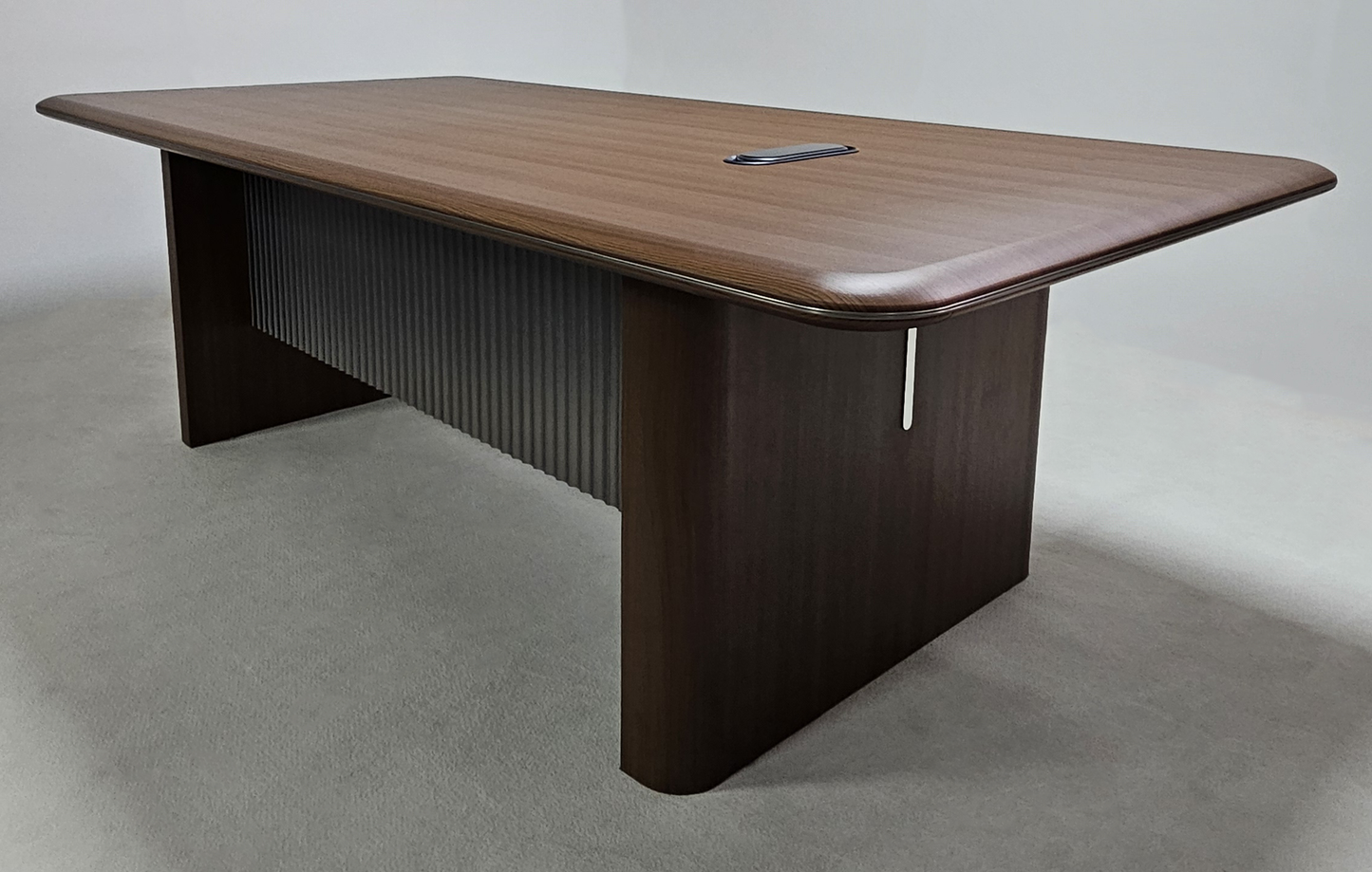 Premium Executive Boardroom Table in American Walnut Melamine - Desktop Power Included - 2400mm - DG27-C01