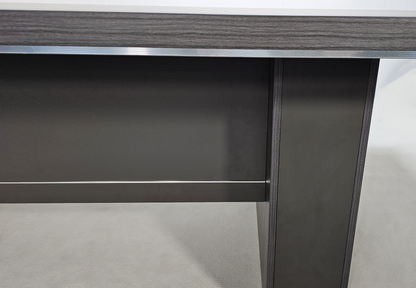 Grey Oak Veneer Executive Boardroom Table with Chrome Trim - 2400mm - DG07-C0124-26