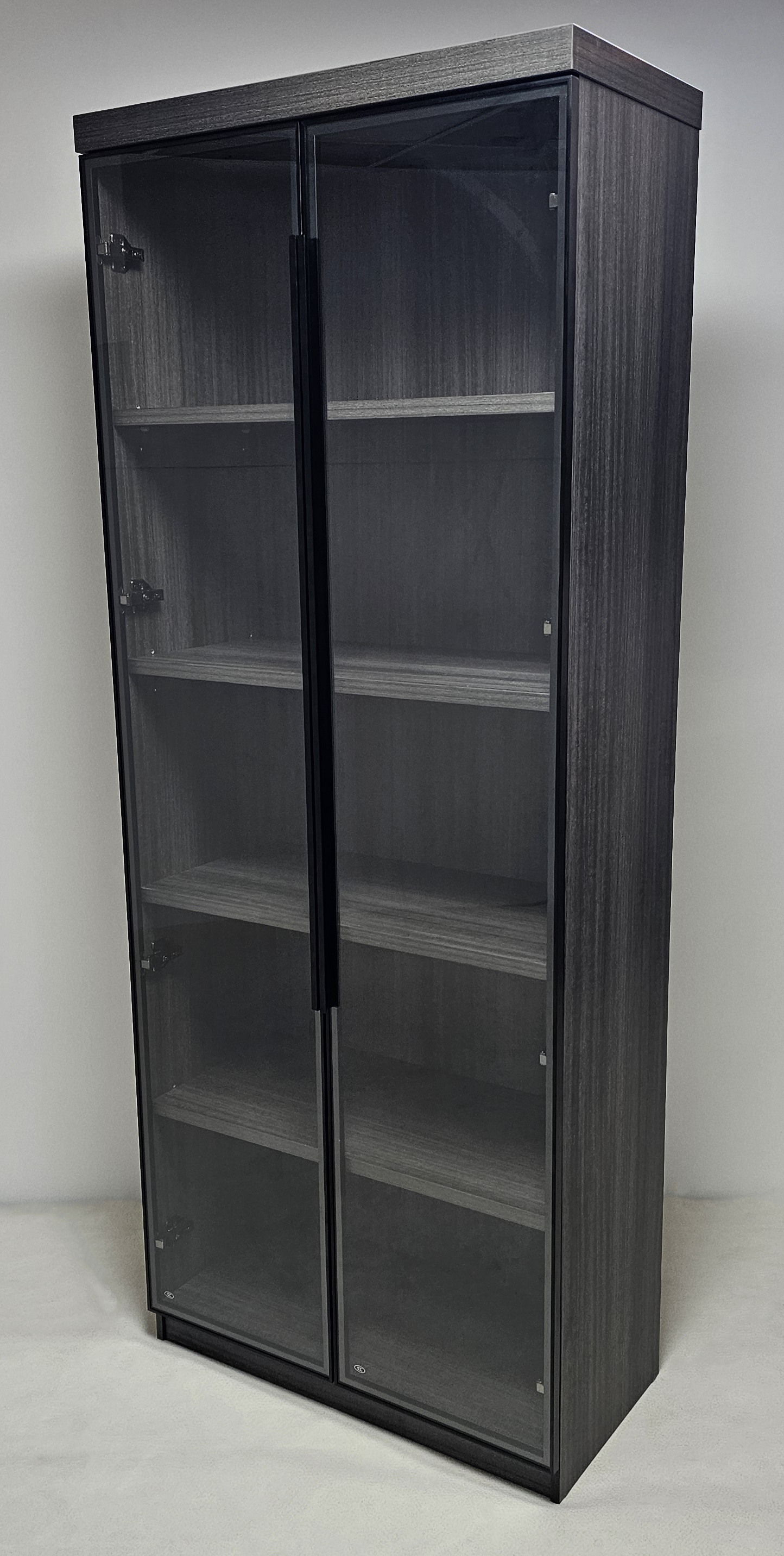 Modern Grey Oak Cupboard Shelving Display Unit with Glass Doors - CF-0804C