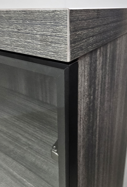 Modern Grey Oak Cupboard Shelving Display Unit with Glass Doors - CF-0804C