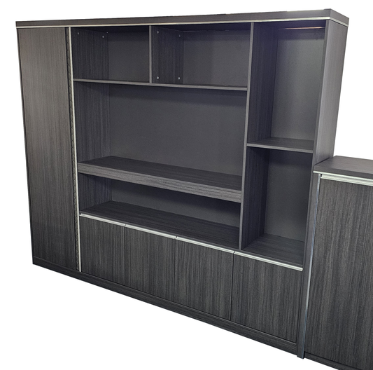Extra Large Modern Grey Oak Bookcase with Open Shelving - 2400mm - DG25-S0124