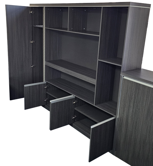 Extra Large Modern Grey Oak Bookcase with Open Shelving - 2400mm - DG25-S0124