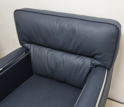 Modern Blue Leather Executive Sofa Set - Single and Triple Seat Available - Blue - F2401