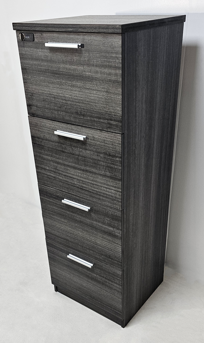 Modern Grey Oak Executive Four Drawer A4 Suspension Filing Cabinet - CF-480F