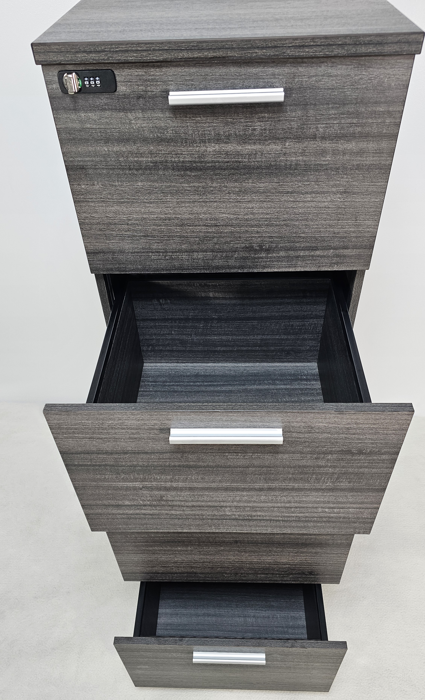 Modern Grey Oak Executive Four Drawer A4 Suspension Filing Cabinet - CF-480F