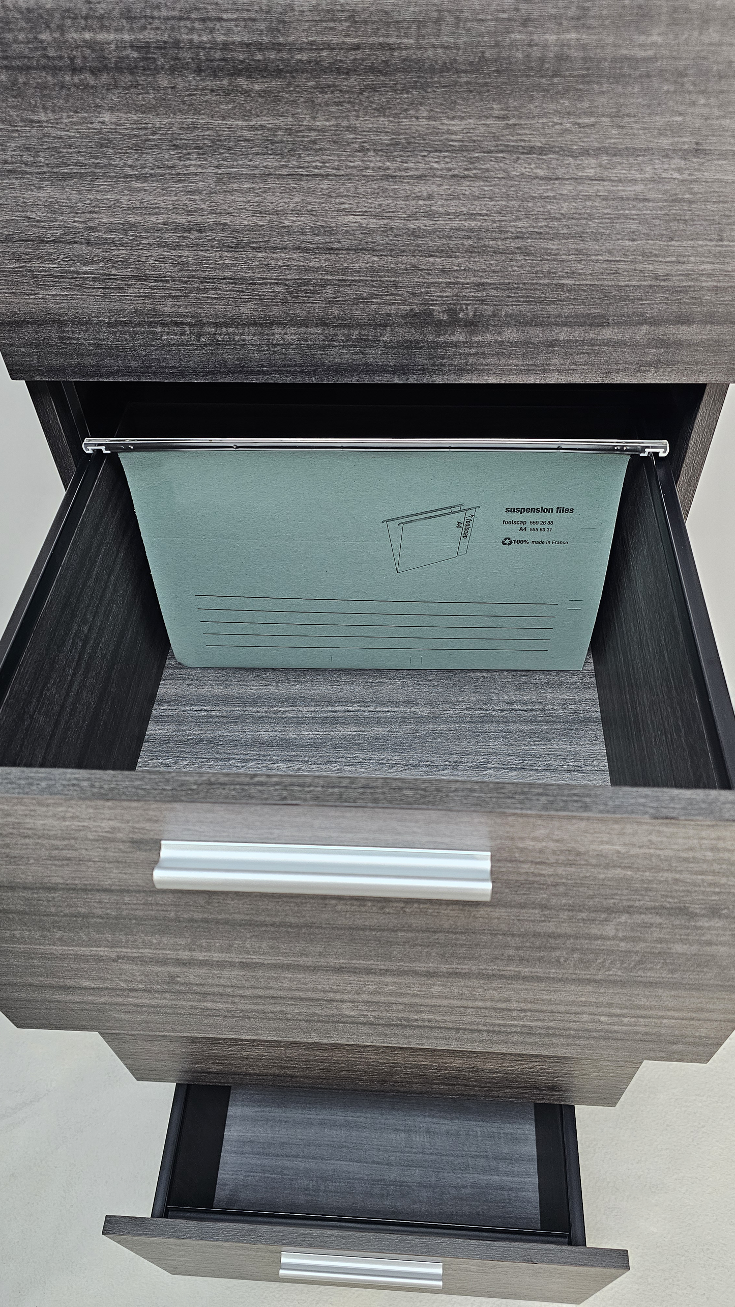 Modern Grey Oak Executive Four Drawer A4 Suspension Filing Cabinet - CF-480F