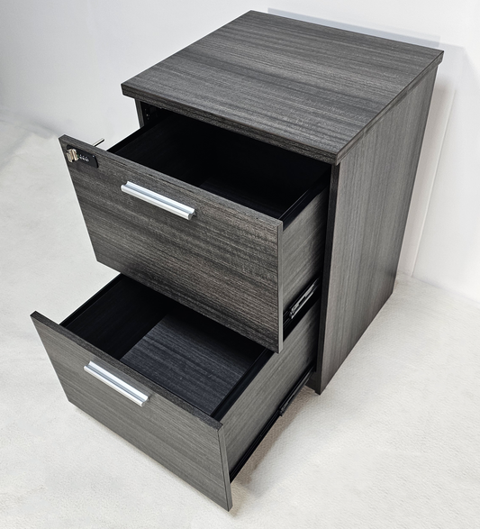 Modern Grey Oak Executive Two Drawer A4 Suspension Filing Cabinet - CF-480T
