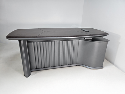 High Quality Wenge Real Wood Veneer Executive Corner Office Desk with LED and UK Socket Power - 2400mm - SAI-01