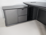High Quality Wenge Real Wood Veneer Executive Corner Office Desk with LED and UK Socket Power - 1800mm or 2000mm - SAI-01