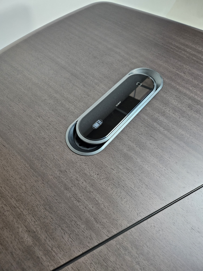 High Quality Wenge Real Wood Veneer Executive Corner Office Desk with LED and UK Socket Power - 2400mm - SAI-01