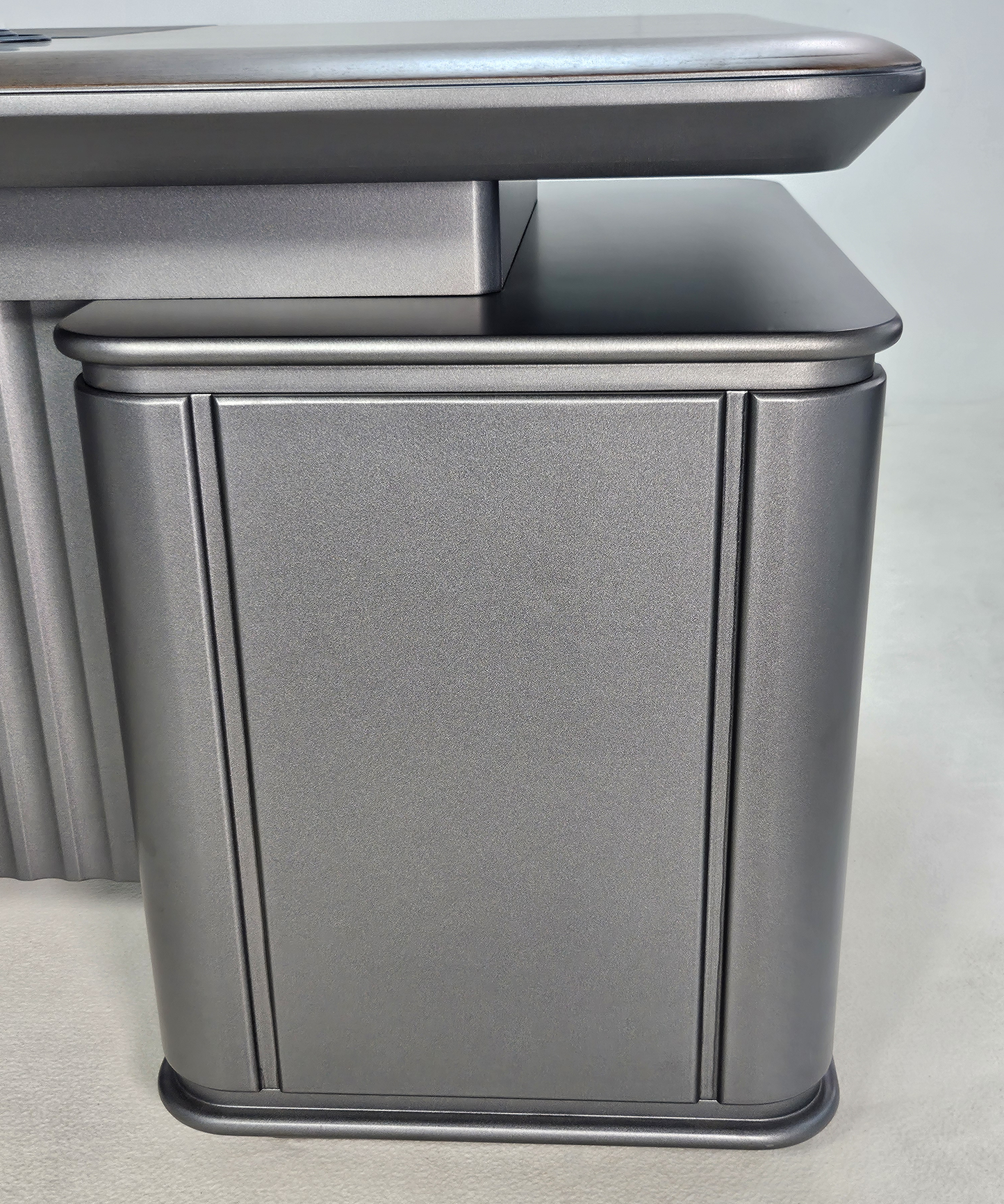 High Quality Wenge Real Wood Veneer Executive Corner Office Desk with LED and UK Socket Power - 2000mm - ELRS-01