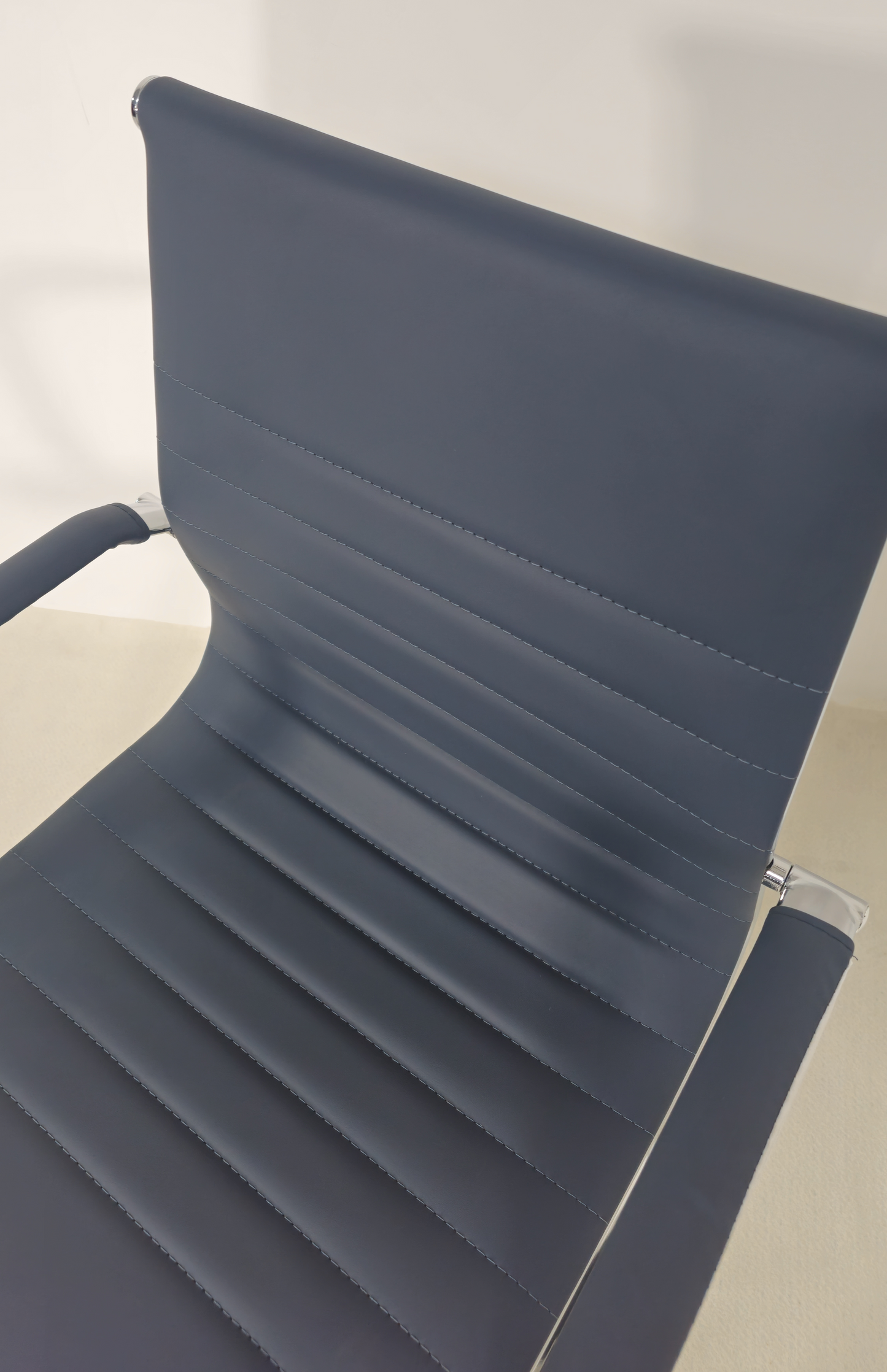 Contemporary Eames-Style Cantilever Visitor Chair in Blue Leather - HB-E13