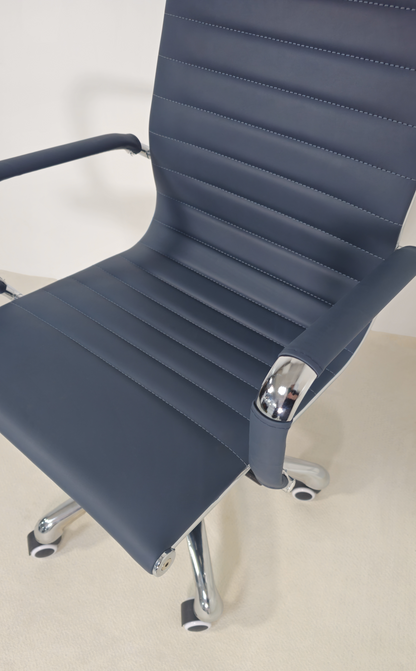 High Back Blue Leather Eames-Style Office Chair for Home & Commercial Use - HB-A13