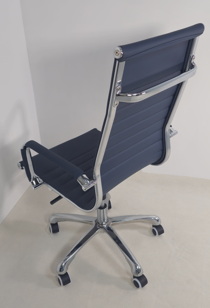 High Back Blue Leather Eames-Style Office Chair for Home & Commercial Use - HB-A13
