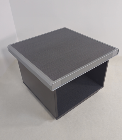 Grey Oak Melamine 600mm Wide Square Coffee Table with Aluminium Trim - DGWK-F0106