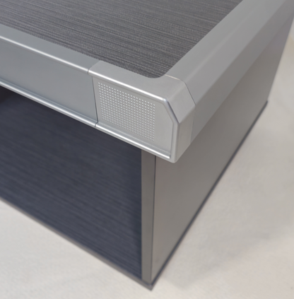 Grey Oak Melamine 600mm Wide Square Coffee Table with Aluminium Trim - DGWK-F0106