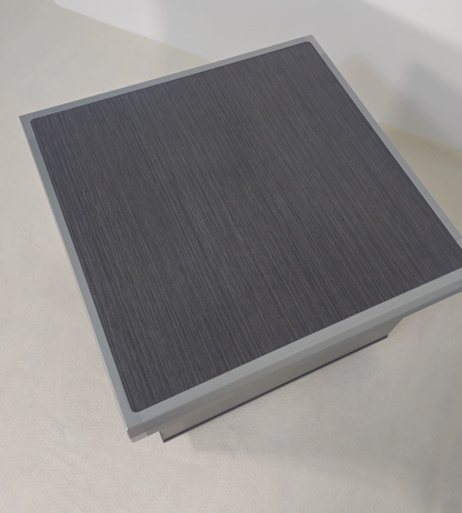 Grey Oak Melamine 600mm Wide Square Coffee Table with Aluminium Trim - DGWK-F0106