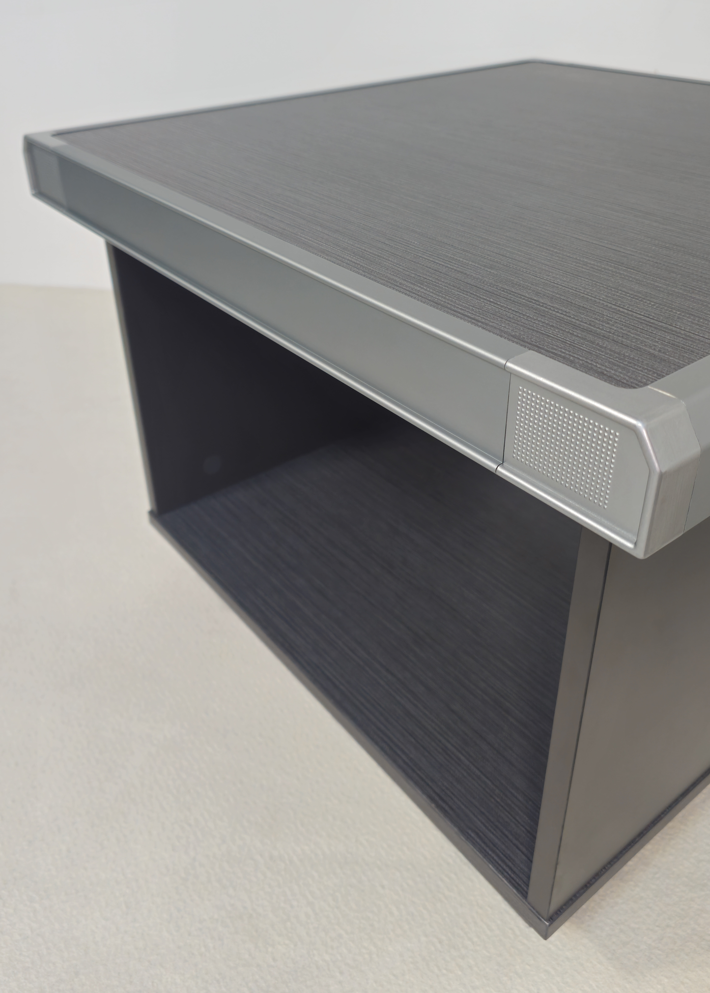 Grey Oak Melamine 600mm Wide Square Coffee Table with Aluminium Trim - DGWK-F0106