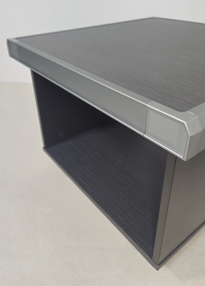 Grey Oak Melamine 600mm Wide Square Coffee Table with Aluminium Trim - DGWK-F0106